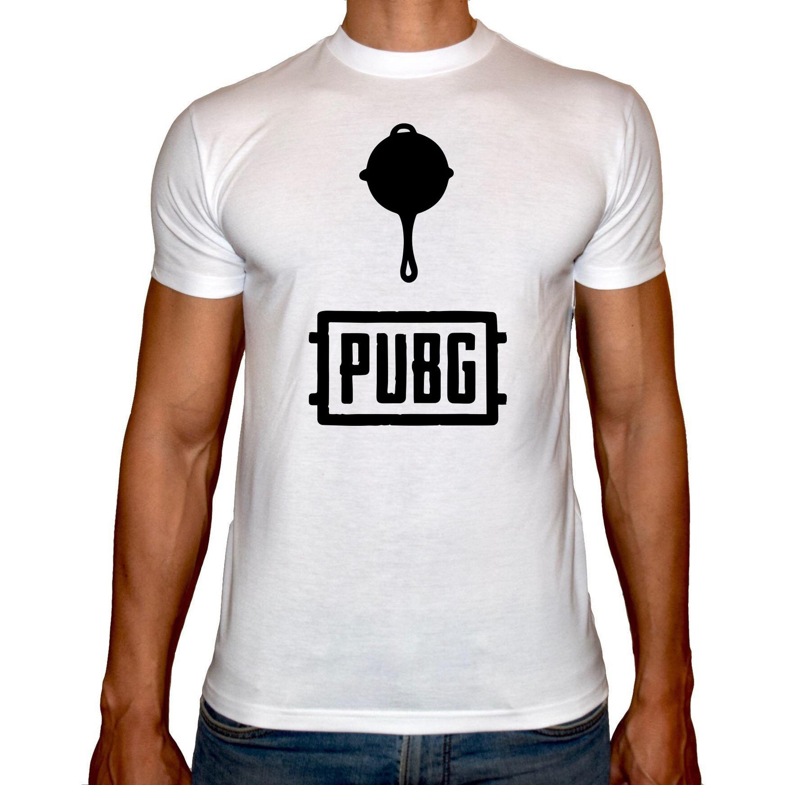 Phoenix WHITE Round Neck Printed T-Shirt Men (PUBG TASA) - 3alababak
