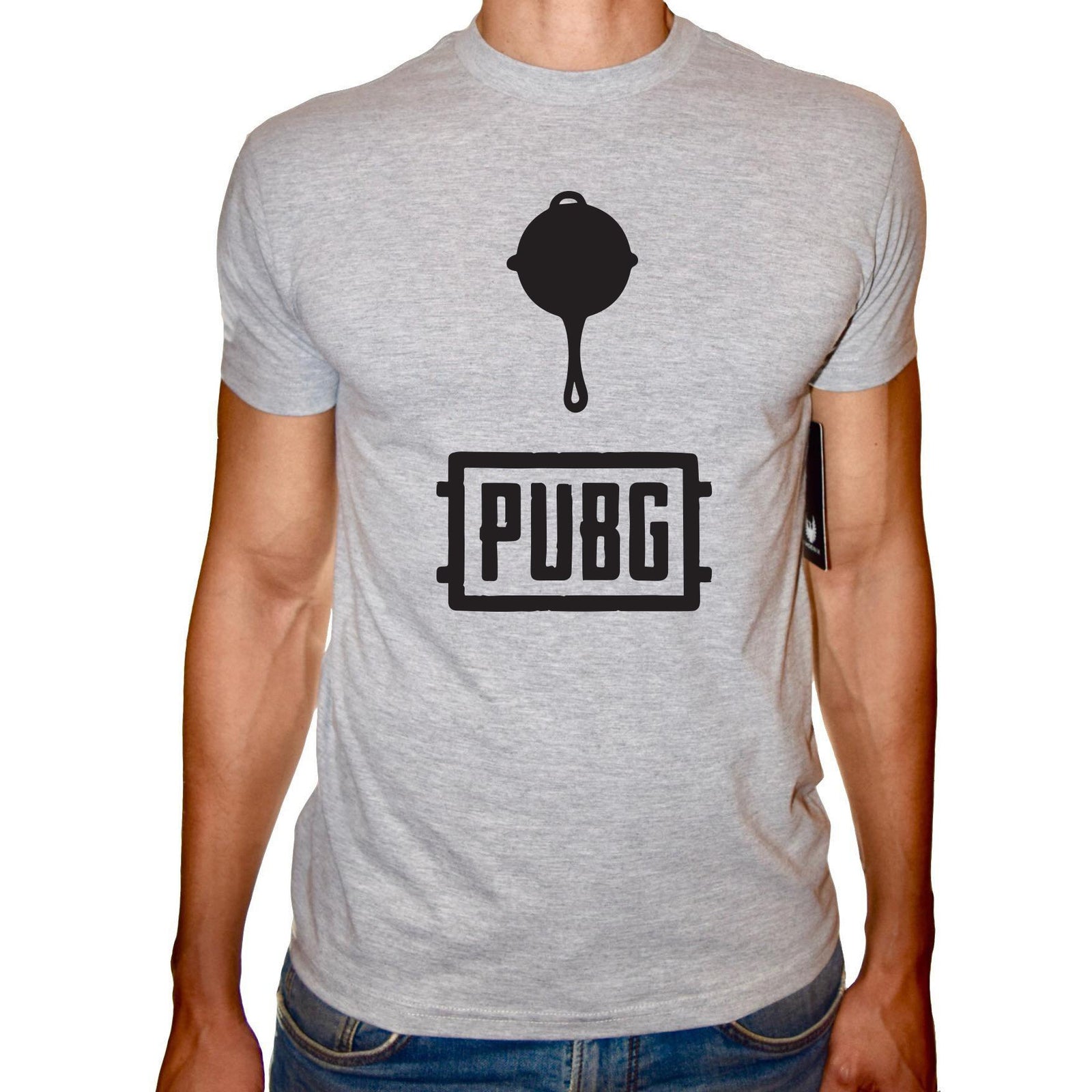 Phoenix GREY Round Neck Printed T-Shirt Men (PUBG TASA) - 3alababak