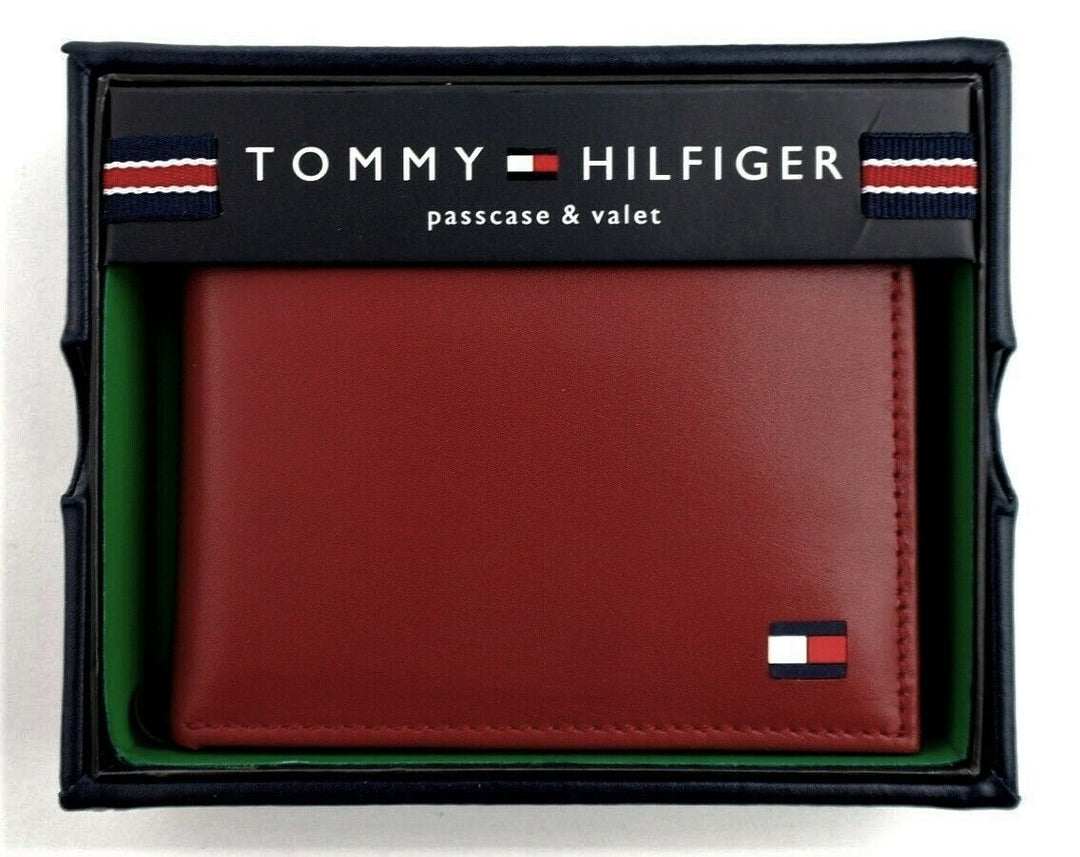 Tommy Hilfiger 31TL22X046-600 Men's Casual Bifold Wallet Deep Red - 3alababak