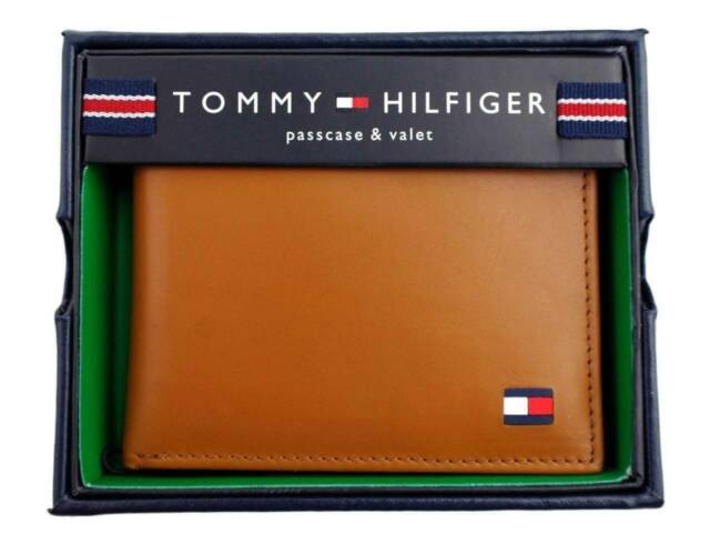 Tommy Hilfiger 31tL22X046 Men's Leather Dore Passcase Billfold Wallet British Tan - 3alababak