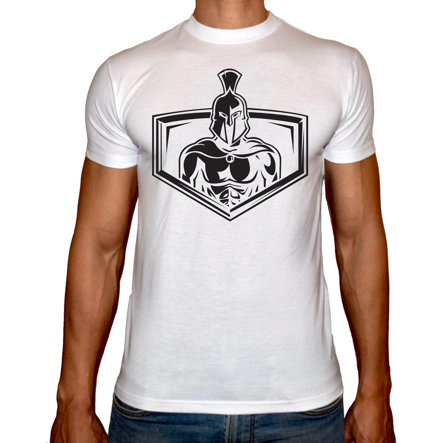 Phoenix WHITE Round Neck Printed T-Shirt Men(spartan warrior) - 3alababak