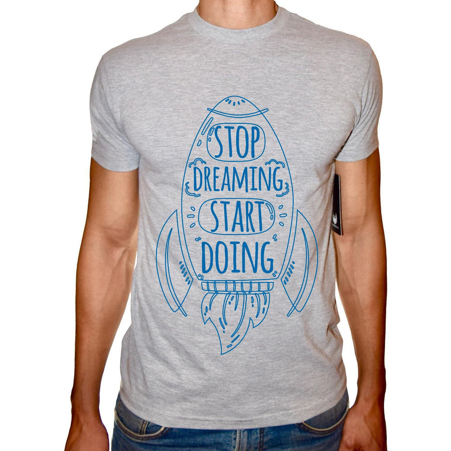 Phoenix GREY Round Neck Printed T-Shirt Men(Stop Dreaming) - 3alababak