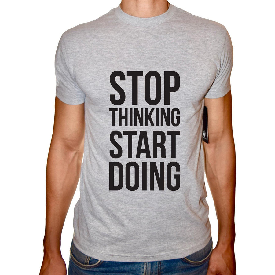 Phoenix GREY Round Neck Printed T-Shirt Men(stop thinking) - 3alababak